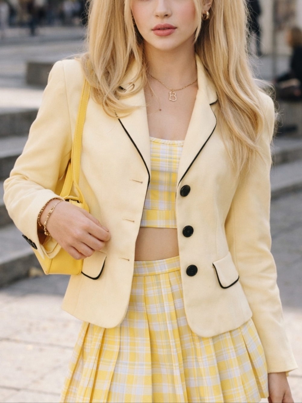 Vintage Y2K Kasper Butter Yellow Blazer Size 2 Petite Jacket Clueless Academia